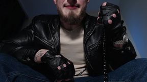 Alpha in Leather Spits, Feeds Domination.