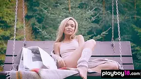 Petite Blonde - Russian Babe Stripping In A Swingbed Outd