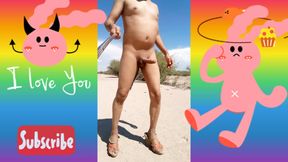 walking naked in public hot trans with high sandals and anal plug very nalgona slut