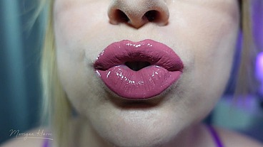 Pink Lipstick Application and POV Kisses