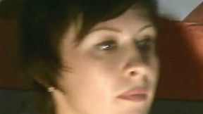 Serious looking short haired amateur brunette Madlena pees in the shower