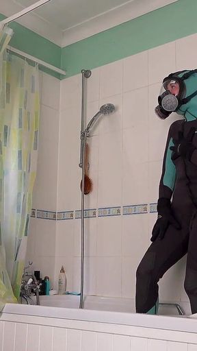 Agent Ariel Anderssen's Gas Mask Wetsuit Discipline for Lucy Humiliated & Made to Cum in Cold Shower