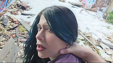 Goth GF gets a big load on her face after wild hotel sex
