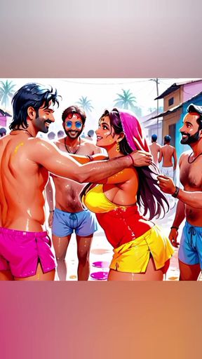 Memorable moment from &quot;AI Generated Uncensored Anime Images Of Hot Indin Women Playing  Naughty Holi&quot;