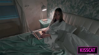 S2E5: Step mom helps to cum step son in share bed while working till get pussy creampie and facial