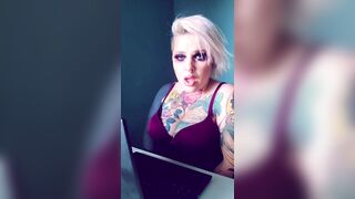 Horny Blonde Masturbates to Lesbian Porn at Her Desk