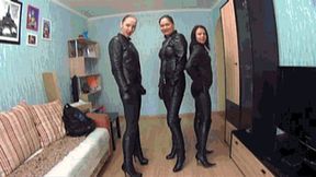 3 SEXY GIRLS TEASE YOU IN LEATHER CLOTHES (POV) 2 G