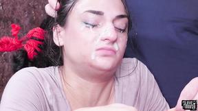 ”Facialised teen BJ slave bound & throat banged”