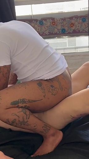 Trans Fucks in the Hair and Cum on the Male's Full Face