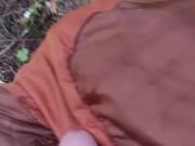 Long distance hiker. Long Uncut Cock. New Backpack.