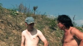 Big tits brunette MILF fucks on the nude beach for money