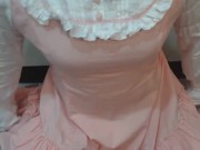 Crossdresser Wearing a Pink Dress and a Thick Diaper Then Jerking Off