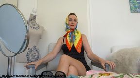 4 satin scarfs fitting with jerk off game