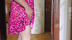 Lovely shemale adjusting stockings with gentle soft touch
