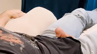 Solo Guy Strokes His Thick Cock Until He Cums Hard