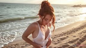 a skinny bitch in a swimsuit on vacation at the sea uses her mouth so skillfully i couldn t resist [ai]