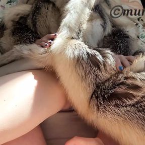 POV my first fuck in my new fur coat, cum on my hairy pussy