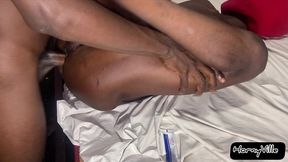 one horny twink with two big black dicks