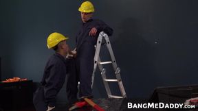 Handsome daddy Joris uses his cock slab to raw breed Sly and Jacob