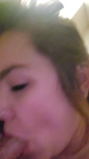 Bored big titted housewife Mandy Foxxx gives floppy cock sloppy blowjob