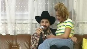 Her Face Says Ouch as He Thrusts Into Her Butt Hole