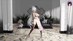 Dark-skinned whore in black stockings gets down and dirty (3D cartoon)