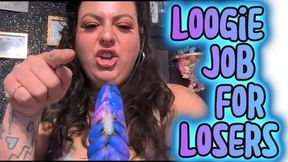 Hawking Loogies and Stroking a Thick Dildo Handjob and Talking Smack