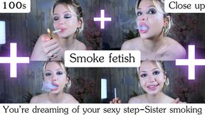 Dream of a Smoking Sister-in-Law – A Close-Up Fantasy of 100s Cigarettes