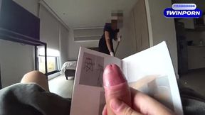 DICK FLASH. Hotel Maid Watching Me Jack Off and showed big ass Milf