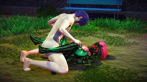 fucking a watermelon in the park - hentai monster girl