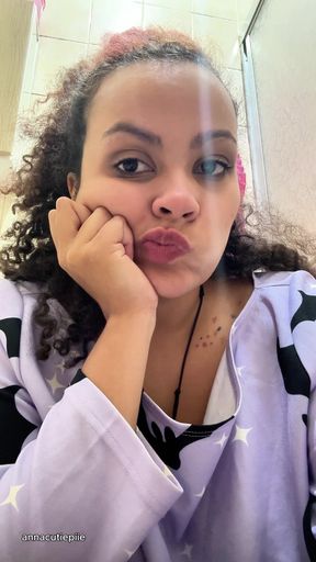 Gassy Milk-intolerant Girl on the Toilet and Farting