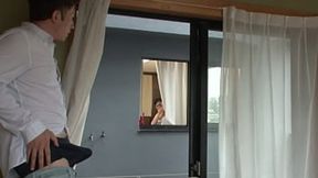 Caught her eye as she changed clothes &mdash;  she played with me through the window  Part1 Japanese amateur