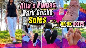 VR 3D 8K 180 60 fps | Alia’s Favorite Worn Puma Sneakers – Dark Socks, Warm Soles, Painted Toenails & Close-Up Park Video