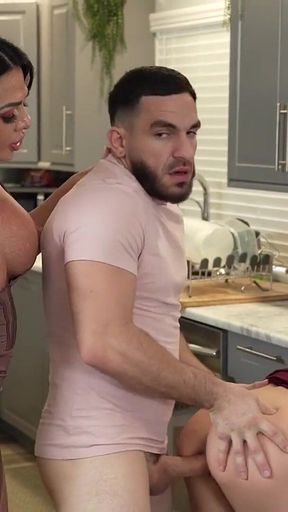 Long Time No See, Stepmom and Stepsister Eager for Stepbrother's Cock 24/7 - Freeuse MILF