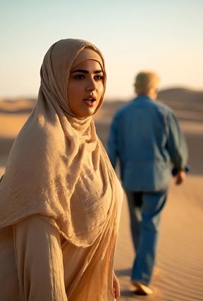 Arab AI-generated big ass gets filled by a white cock