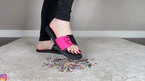 Giantess Tease in Slides and Barefeet