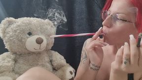 Blowing Smoke Through a Straw Into My Plushie – Mean Smoking Play