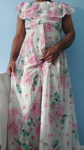 I'm masterbating wearing Split Roses Chiffon Seethrough Silk Frock