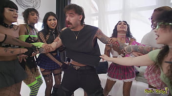 Goths vs. Preps 10 Girl Wild Piss, Rimming &amp_ Fucking Reverse Gangbang
