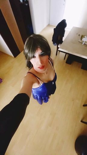 Sissy crossdresser exposed with cum in face