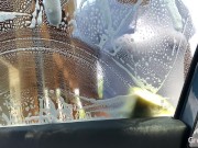 Public Car Wash Tease - May I wash your car, sir?