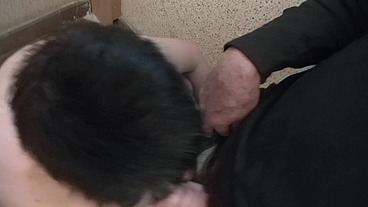 Short hair brunette has sex in public space