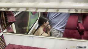 Nympha Sucks 'til Get Sperm in Train POV