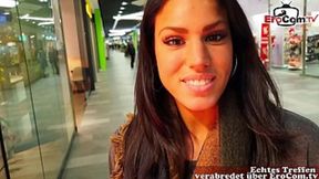 german cute brunette model flirt in supermarket and pickup for pov sex