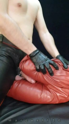 Red Leather Ass Driving Her Man Crazy