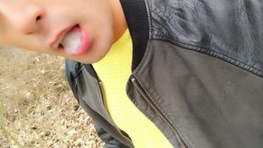Twink Licks His Own Precum Then Chews Own Cum Till It Turns Into Foam - of Course He Swallows All!