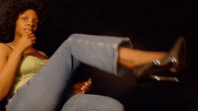 Denim sexy fetish high heels lipgloss