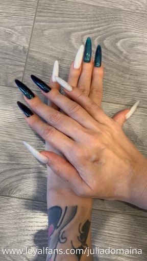 Long nails and handjobs with spit