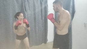 "Red Gloves Boxing: Intense Couple's Match - A Thrilling Home Training Session" MP4