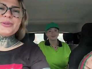 I put the gas station attendant in the car so she could have great sex with me and my husband until